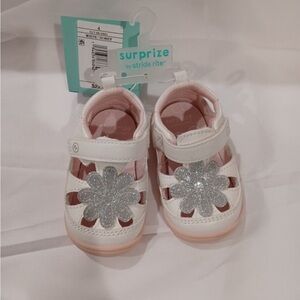 Stride Rite White and Pink Baby Walker Shoes